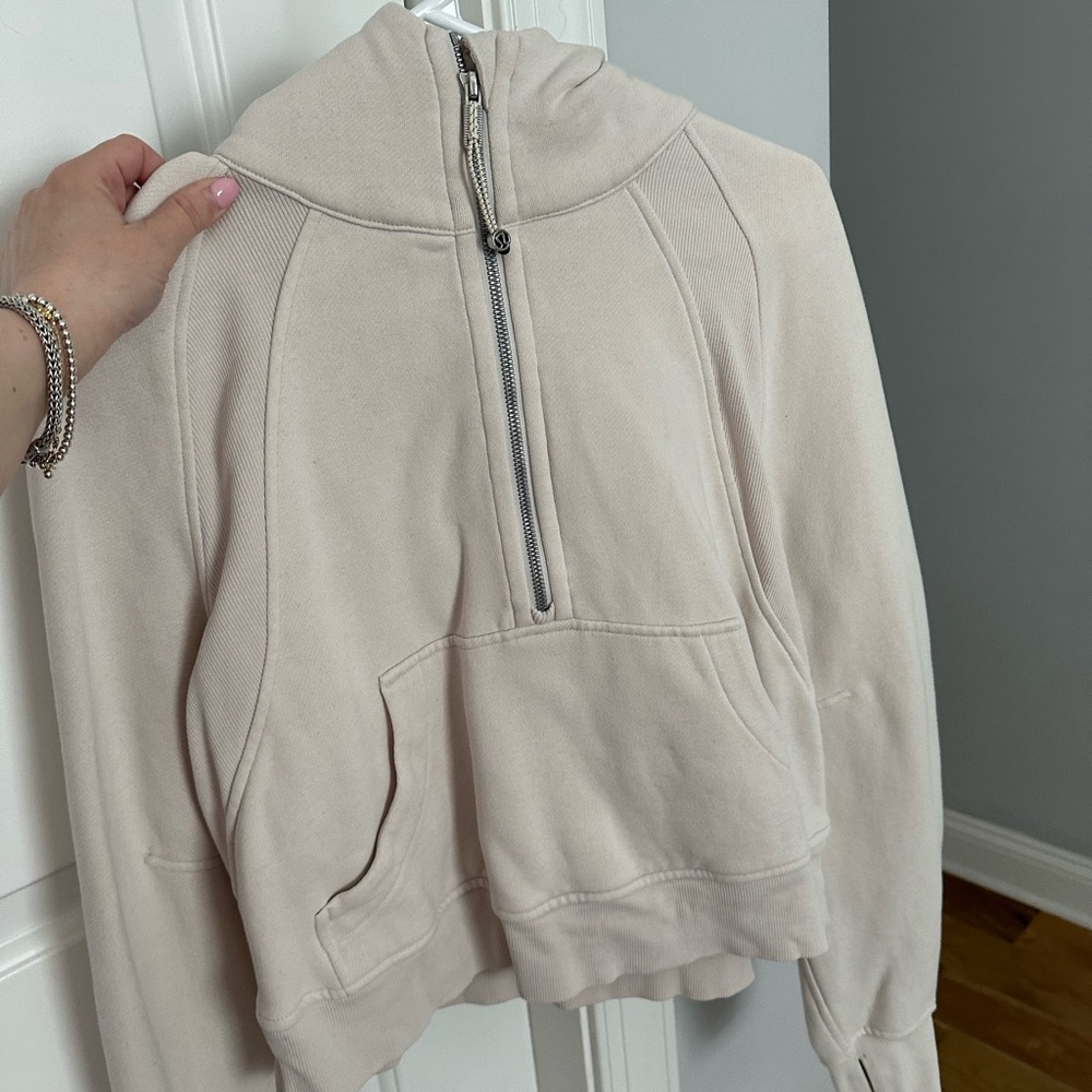 Lululemon Scuba Half-Zip Hoodie cream color